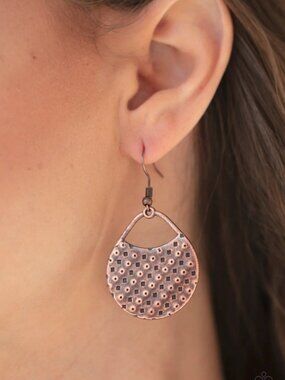 Paparazzi Jewelry - I'm Sensing a Pattern Here - Copper Earrings - Vintage